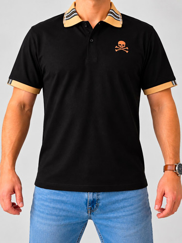 Herren poloshirt schwarz beige - herren,