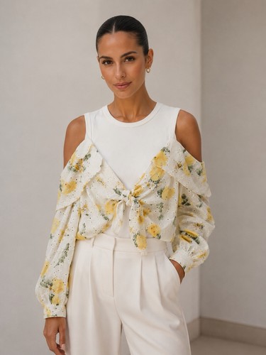 Damen lochstickerei bluse - lochstickerei,