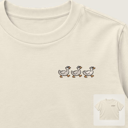 Gänse besticktes damen crop - gänse,